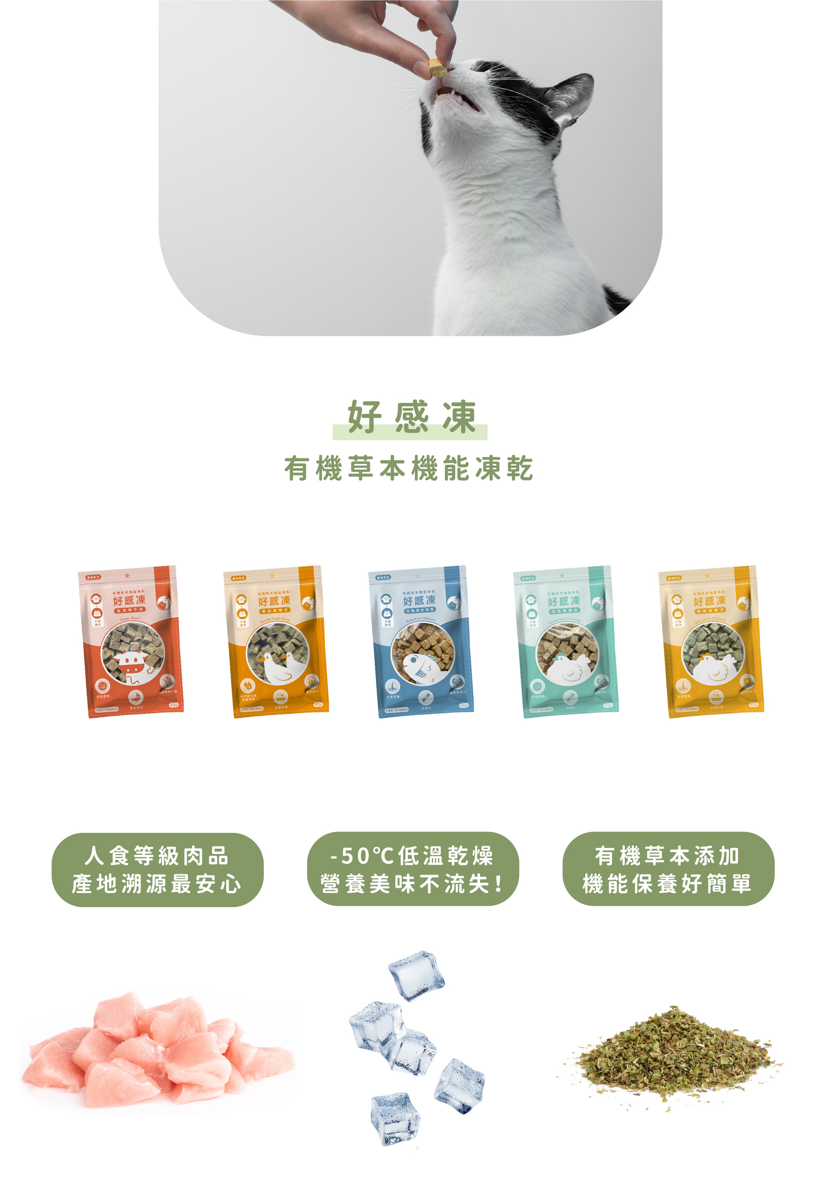 好感凍｜有機草本機能凍乾 - 螺旋藻雞肉 (大包裝 - 40g)