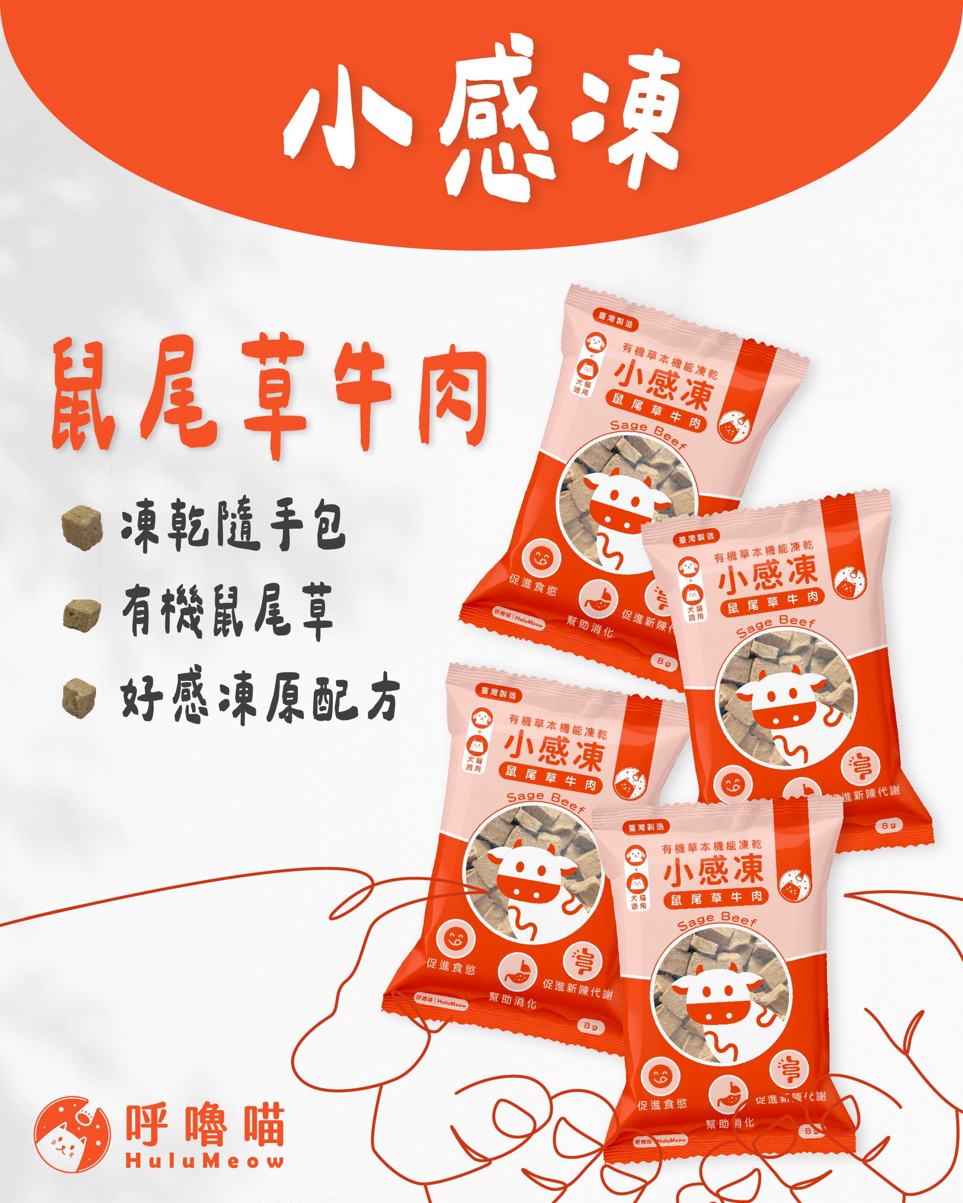 小感凍｜有機草本機能凍乾 – 鼠尾草牛肉 (小包裝 - 8g)